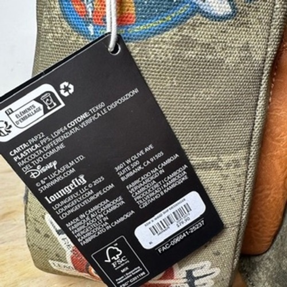 Loungefly Disney Star Wars X-Wing Messenger Bag Green Rebel Pilot Patches Canvas - Picture 9 of 11